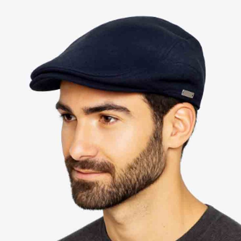 Seeberger Germany Navy Blue Wool Blend Flat Cap Newsboy Hat Men's Size L